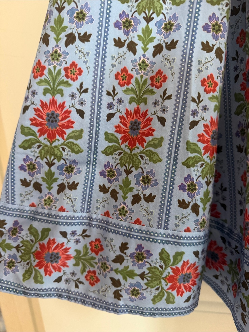 Blue Floral Mini Dress with Puff Sleeves - Picture 4 of 5